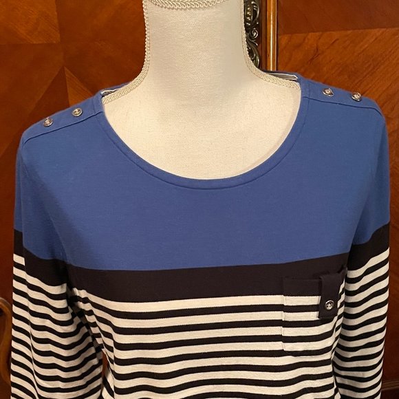 "Karen Scott" Solid and Striped Top - Picture 2 of 5